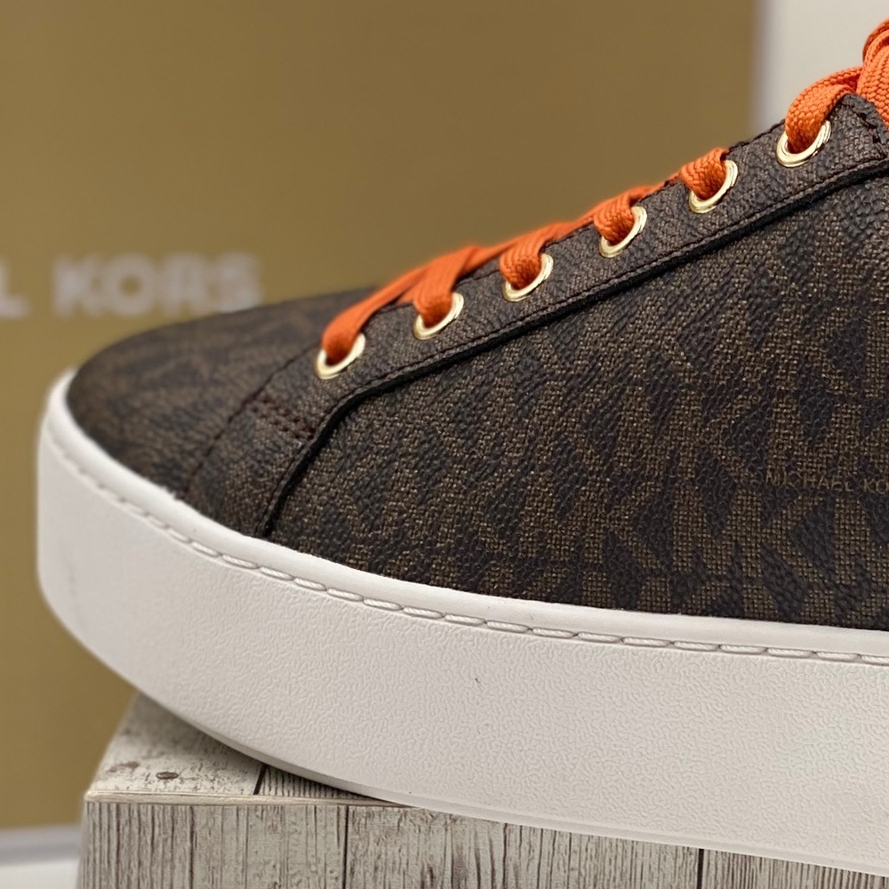 Michael Kors Poppy Lace Up Sneakers Tangerin - Picture 7 of 13